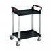 Barton Black and Silver 2 Shelf Standard Plastic Trolley White WHTT2SS MJ32107