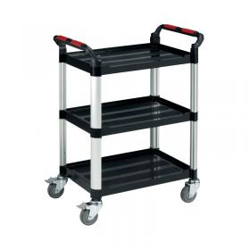 Barton Black and Silver 3 Shelf Standard Plastic Trolley White WHTT3SS MJ32108