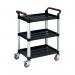 Barton Black and Silver 3 Shelf Standard Plastic Trolley White WHTT3SS MJ32108