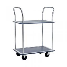 Barton Silver and Blue 2 Shelf Trolley with Chrome Handles PST2 MJ32117