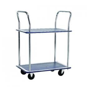 Barton Silver and Blue 2 Shelf Trolley with Chrome Handles PST2 MJ32117