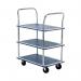 Barton Silver and Blue 3 Shelf Trolley with Chrome Handles PST3 MJ32118