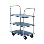 Barton Silver and Blue 3 Shelf Trolley With Chrome Handles PST3 MJ32118