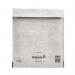 The photograph captures a stack of 100 Mail Lite padded envelopes in size E2, measuring 220x260mm. The envelopes are in a striking oyster white color and feature a bubble-lined interior for added protection. The packaging is labeled with the product name and company logo.