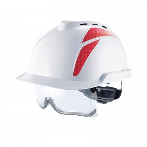 MSA V-Gard 930 Vented Helmet White W Integrated Spec Red Sticker