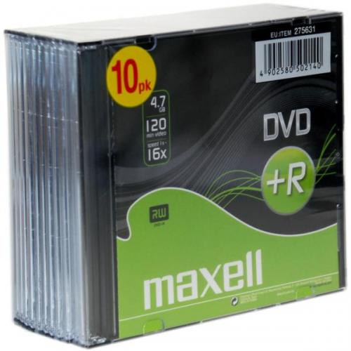 Cheap Stationery Supply of Maxell DVD+R 4.7GB 16X 5mm Jewel Case Pack of 10 275631.40.CN 275631.40.CN Office Statationery