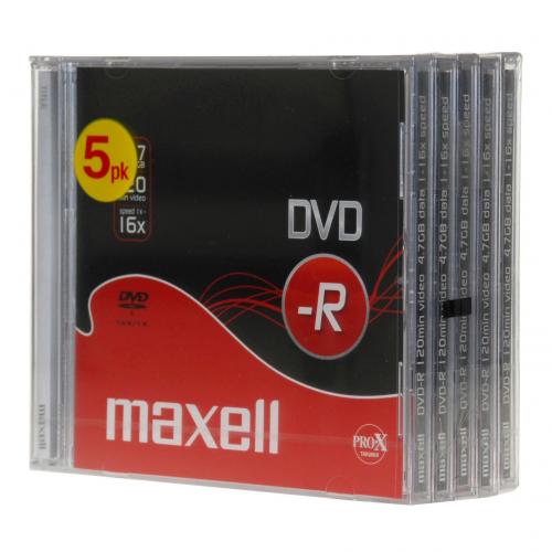 Cheap Stationery Supply of Maxell DVD-R 4.7GB Data/Video 16X Pack of 5 275517.40.IN 275517.40.IN Office Statationery