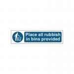 MyCafe Place All Rubbish Bins Sign Self Adhesive PP 200x50 MYC10681 MYC10681
