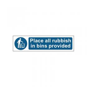 MyCafe Place All Rubbish Bins Sign Self Adhesive PP 200x50 MYC10681 MYC10681