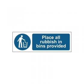 MyCafe Place All Rubbish In Bins Sign 1.2 PP 300x100 MYC10682 MYC10682
