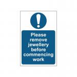 MyCafe Please Remove Jewellery Sign Self Adhesive Vnl 200x300 MYC10688 MYC10688