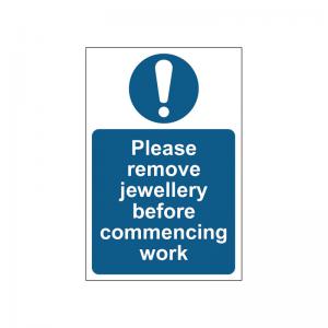 MyCafe Please Remove Jewellery Sign Self Adhesive Vnl 200x300 MYC10688