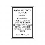 MyCafe Food Allergy Sign Self Adhesive Vnl 297x210 MYC10701 MYC10701