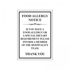 MyCafe Food Allergy Sign Self Adhesive Vnl 297x210 MYC10701 MYC10701