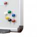 In the photograph, there are 12 Nobo Magnetic Pins in assorted colours, each measuring 18mm. They are made by Nobo and have the product code 1901102 NB12053.
