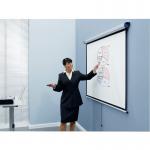 This photo shows a Nobo projector screen mounted on a wall. The screen measures 2000x1513mm and has the brand name Nobo displayed on the bottom.