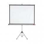 The Nobo projector screen is a sturdy tripod with a large 2000x1513mm display, perfect for presentations or movie nights. The screen is sleek and professional, featuring a matte white finish for optimal viewing.