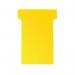 This picture shows a pack of 100 yellow Nobo T-cards, each measuring 48 x 85mm. The T-cards are made by Nobo and are of size 2. They are organized neatly and ready to be used for various purposes.