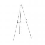 This image features a sleek and modern telescopic display easel made of lightweight aluminium material. It is designed by ACCO Brands and includes Flipchart Easels & Pads from Nobo. The easel is fully adjustable and perfect for displaying presentations, artwork, or other materials. Its sturdy design and quality materials make it a reliable choice for any professional setting.