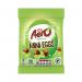 The picture shows a bag of Nestle Aero Peppermint Mini Eggs, 70g in size. The bag is bright green and features the logo and product name in white letters. The eggs are individually wrapped in blue foil and feature the Aero logo. The background is a dark blue, representing the refreshing mint flavor.