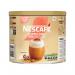 The photo features a 1kg jar of Nestle Coffee Nescafe Gold Cappuccino, with a sleek gold and black label. The instant coffee inside has an unsweetened taste, and is a rich brown color. The packaging also includes the iconic Nescafe logo and branding.