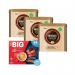 The image shows three 750g jars of Nescafe Gold Blend coffee along with a free big biscuit box offer. The packaging features the iconic Nescafe logo and a picture of steaming hot coffee. A warm, inviting color scheme and bold font make the product stand out.