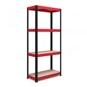 Nautilus Designs RB Boss 4x Tier Shelving Unit - 1600x750x350mm 175kgs UDL - RedBlack 13497