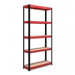 RB Boss 5x Tier Shelving Unit - 1800x900x300mm 250kgs UDL - RedBlack 13499