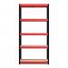 RB Boss 5x Tier Shelving Unit - 1800x900x300mm 250kgs UDL - RedBlack 13499