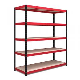 Nautilus Designs RB Boss 5x Tier Shelving Unit - 1800x1600x600mm 250kgs UDL - RedBlack 13501
