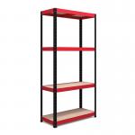 RB Boss 4x Tier Shelving Unit - 1800x900x400mm 300kgs UDL - RedBlack 13503