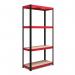 RB Boss 4x Tier Shelving Unit - 1800x900x400mm 300kgs UDL - RedBlack 13503