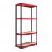 RB Boss 4x Tier Shelving Unit - 1800x900x300mm 500kgs UDL - RedBlack 13511