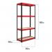 RB Boss 4x Tier Shelving Unit - 1800x900x300mm 500kgs UDL - RedBlack 13511