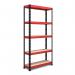 RB Boss FastLok 5x Tier Shelving Unit - 1800x900x400mm 250kgs UDL - RedBlack 13600