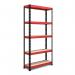 RB Boss FastLok 5x Tier Shelving Unit - 1800x900x300mm 250kgs UDL - RedBlack 13699