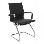 Aura Contemporary Medium Back Fabric Visitor Chair with Chrome Frame - Black Grey Fleck BCF/8003AV/BGF