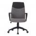 High Back Two Tone Fabric Executive Armchair with Modern Angular Arms & Powdercoated Nylon Base BCF/F569/GY-BK