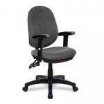 Java 200 Medium Back Operator Chair - Twin Lever with Height Adjustable Arms - Grey BCF/P505/GY/ADT