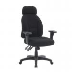 Avon 24 Hour High Back 3 Lever Fabric Operator Chair with Height Adjustable Arms - Black BCF/R373/BK