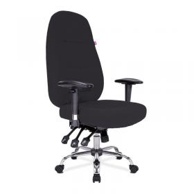 Nautilus Designs Babylon 24 Hour Synchronous Operator Chair with Fabric Upholstery and Chrome Base - Black BCF/R440/BK