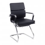 Avanti Bonded Leather Medium Back Visitor Armchair with Individual Back Cushions and Chrome Arms & Base - Black BCL/5003AV/BK