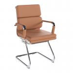 Avanti Bonded Leather Medium Back Visitor Armchair with Individual Back Cushions and Chrome Arms & Base - Brown BCL/5003AV/BW