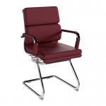 Avanti Bonded Leather Medium Back Visitor Armchair with Individual Back Cushions and Chrome Arms & Base - Ox Blood BCL/5003AV/OX