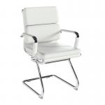 Avanti Bonded Leather Medium Back Visitor Armchair with Individual Back Cushions and Chrome Arms & Base - White BCL/5003AV/WH