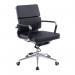 Avanti Bonded Leather Medium Back Swivel Armchair with Individual Back Cushions and Chrome Arms & Base - Black BCL/5003/BK