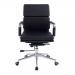 Avanti Bonded Leather Medium Back Swivel Armchair with Individual Back Cushions and Chrome Arms & Base - Black BCL/5003/BK