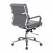 Avanti Bonded Leather Medium Back Swivel Armchair with Individual Back Cushions and Chrome Arms & Base - Grey BCL/5003/GY