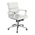 Avanti Bonded Leather Medium Back Swivel Armchair with Individual Back Cushions and Chrome Arms & Base - White BCL/5003/WH