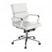 Avanti Bonded Leather Medium Back Swivel Armchair with Individual Back Cushions and Chrome Arms & Base - White BCL/5003/WH